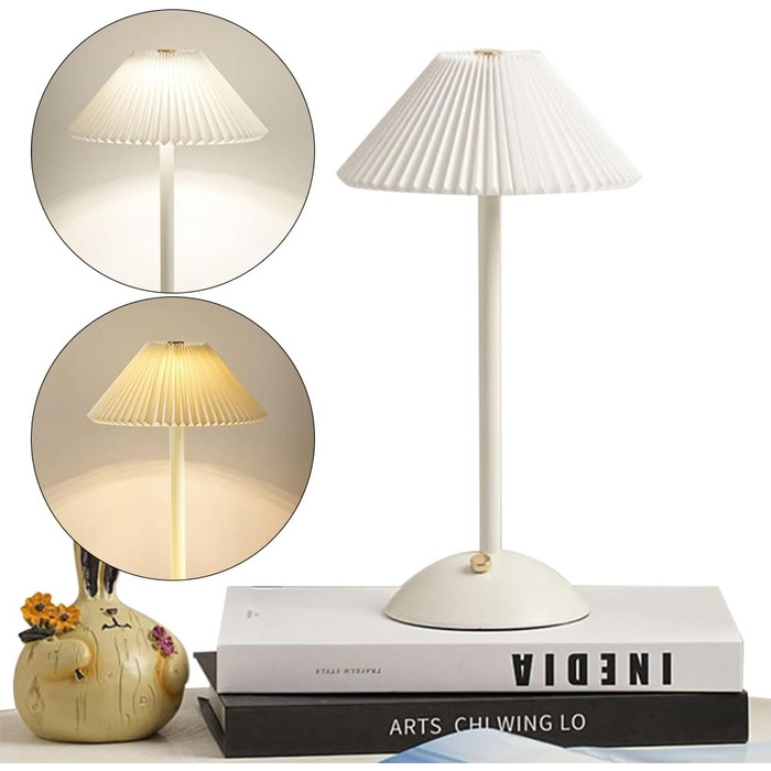 Світлодіодна настільна лампа Starnearby бездротова, з сенсорним димером та акумулятором. 3 режими світла, вінтажний металевий плафон. Лампа для спальні, офісу, тумбочки (біла основа)