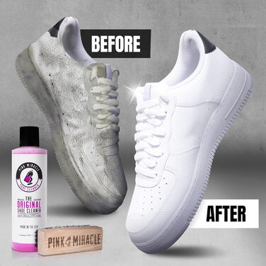 Pink Miracle Shoe Cleaner, Textile Cleaning Solution including Shoe Brush, suitable for Leather, White Fabrics, Nubuck Leather, Golf Shoes, Basketball Shoes, Boots, Sandals, Household and Car Seats, 227 g