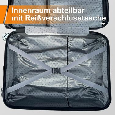 Чемодан Ribelli Handgepäck, 70 л, середній, з жорстким корпусом, з 4 колесами, з TSA-замком, телескопічна ручка, набір L-XL-XXL (02066-чорний, L (50л))