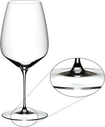 RIEDEL Veloce Cabernet/Merlot Wine Glass Set, 2-Piece, Clear Crystal Glass, Premium Machine-Made