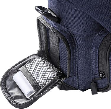 Сумка для камери Mantona Premium - підходить для камер DSR та DSM з об'єктивом (з пилозахистом, м'яким ремінцем, блискавкою, регульованим внутрішнім відділенням) (L, Синій)