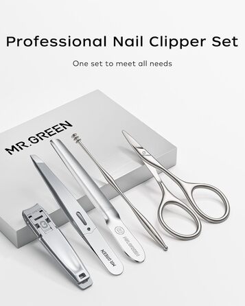 Набір для манікюру Mr.GREEN 3шт: кусачки, пилка, кусачки з захистом від бризок, кейс, для чоловіків та жінок (бежево-блакитний)