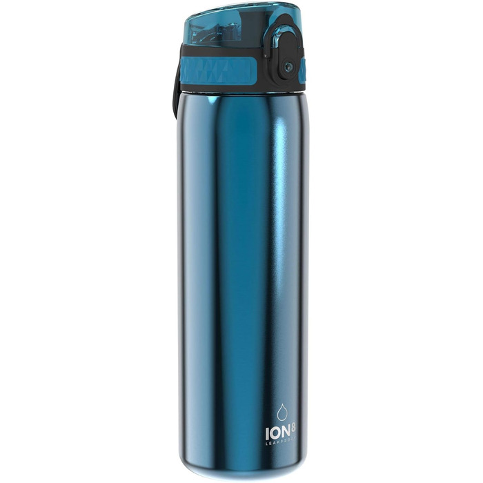 Ion8 Stainless Steel Water Bottle, 600 ml, Leak-Proof, One-Handed Opening, Secure Locking Mechanism, Dishwasher Safe, Flip-Top Lid, Carrying Handle, Easy to Clean, Durable & Scratch-Resistant