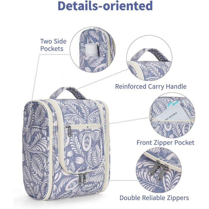 Косметичка для дорослих та дітей Narwey Klein - жіноча та чоловіча сумочка для туалетних аксесуарів (Blaues Blatt (Klein)) A-blaues Blatt S