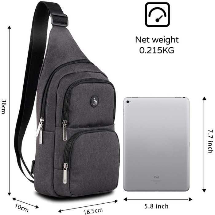 Чоловіча нагрудна сумка OIWAS, чорна, для туризму та повсякденного використання