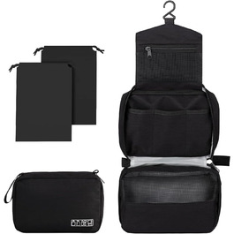 Чоловіча/Жіноча косметичка для подорожей з гачком, велика, чорна
