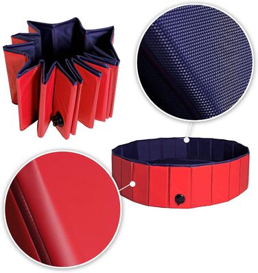 Дитячий надувний басейн для собак Lionto, Ø 80 см, 20 см заввишки, антиковзаюче покриття, зливний отвір, без насоса, синьо-червоний, S (80 см Ø)