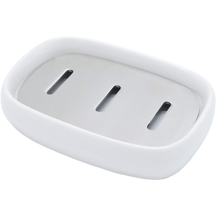 Миска для мила Lofekea з кераміки та нержавіючої сталі, двошарова мильниця для ванної та душу