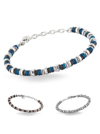 Чоловічий браслет на руці з нержавіючої сталі з шайбами та болтами, регульована довжина 18-21 см з подарунковою коробкою, блакитний