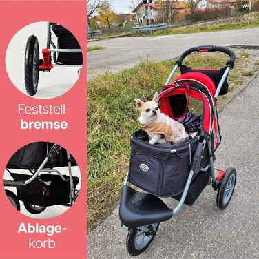 Візок для собак Innopet Comfort EFA Eco чорно-срібний – складний візок для собак та котів, для бездоріжжя та пляжу, колеса 30см, вантажопідйомність 25кг, перероблений нейлон