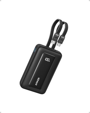 Anker Zolo Powerbank 20000mAh 45W: Зовнішній акумулятор з USB-C кабелем для iPhone, Samsung, MacBook (Чорний)