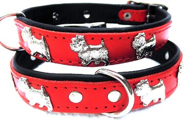 Льорочок для собак Westie, шкіряний, обхват шиї 30-36 см, червоний, новий