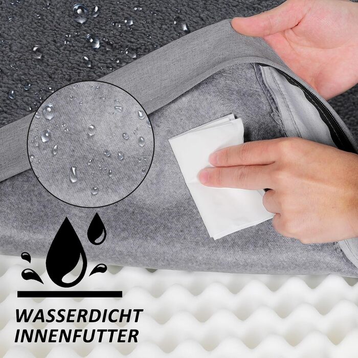 Килимок для собак Caliyo, середнього розміру, 91x69x7.6 см, з Memory Foam, сірий, можна прати