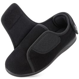 Чоловічі домашні капці HomeTop з закритою п'яткою, пам'яттюю піною (Memory Foam) та регульованою шириною на липучках, чорні, розмір 45 EU