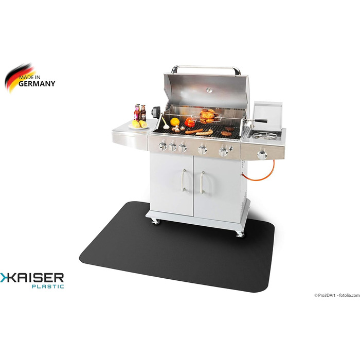 Килимок для гриля Kaiser plastic® | Чорний | 117 x 153 см | Зроблено в Німеччині | Для тераси, саду, балкону