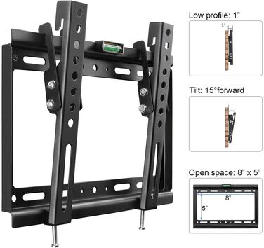 Кріплення для телевізора Suptek 32 дюйми, VESA 200x200mm, для LED/LCD/OLED телевізорів 14-32 дюймів, настінне кріплення, нахильний, до 25кг