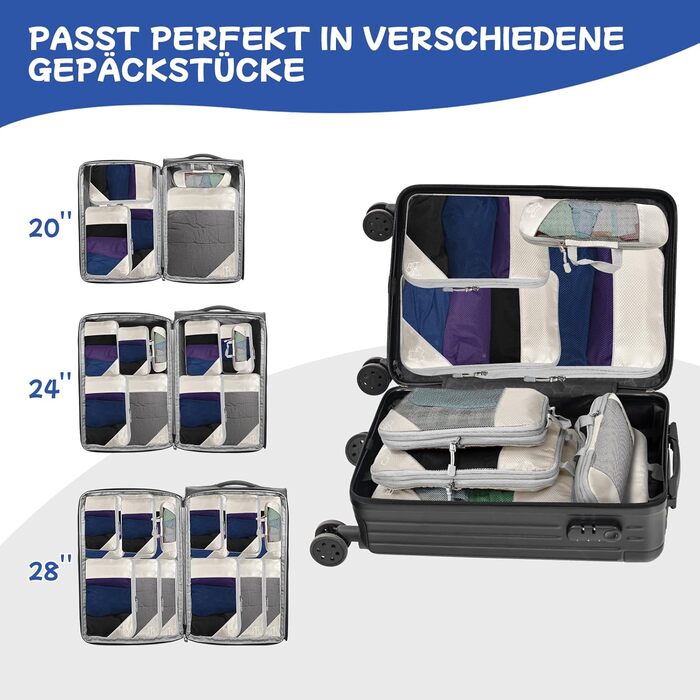 Набір органайзерів для валізи компресійних 5 шт. бежевого кольору для подорожей - Куби для пакування одягу, органайзер для рюкзака та валізи