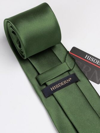 HISDERN Комплект краватки та кишенькового хустинки однотонний для весілля та свят