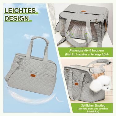 Транспортна переноска для котів та собак, переноска для тварин, сумка-переноска для собак та котів, аксесуари для подорожей, переноска для цуценят, регульований поводок (Сріблястий, L)