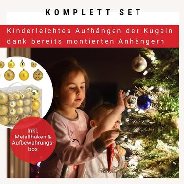 Набір прикрас для ялинки WOMA: 50 кульок різних кольорів (Lemon Gold) - пластикові ялинкові прикраси