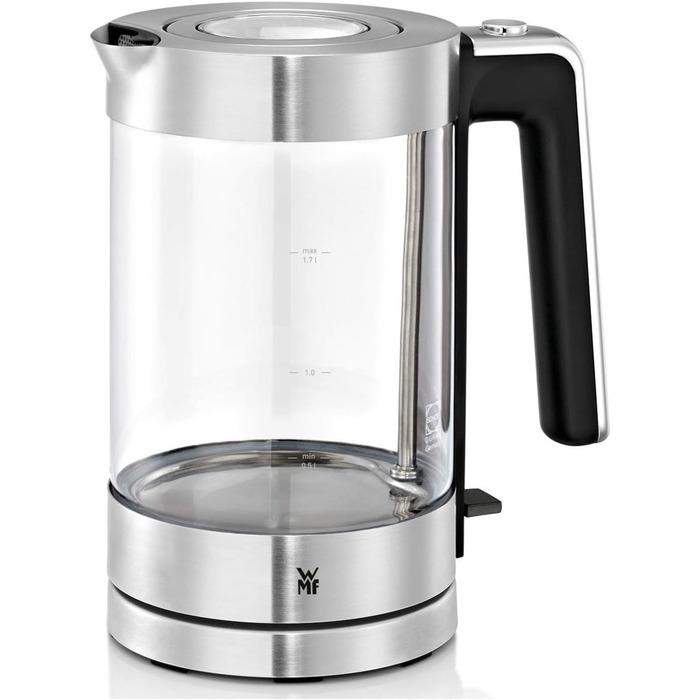 WMF Lono Glass Kettle 1.7 Liter, Glass Kettle with Scale Filter, Cordless, 3000 Watts, Matte Stainless Steel