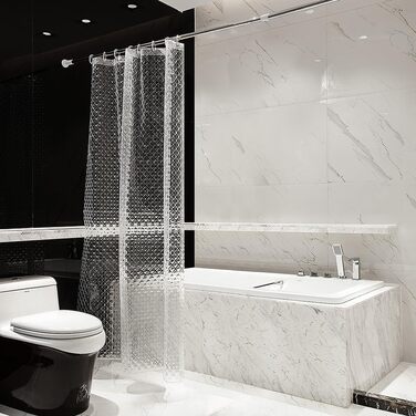 Шторка для душу Ecooe 3D ромби, прозора, 100% EVA, водонепроникна, антигрибкова, 240 x 200 см, з 16 кільцями, для ванної кімнати, товщина 0,15 мм