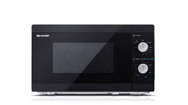 Мікрохвильова піч Sharp YC-MG01E-B з грилем, 20 л, 800 Вт, 1000 Вт гриль, ручне керування, чорна