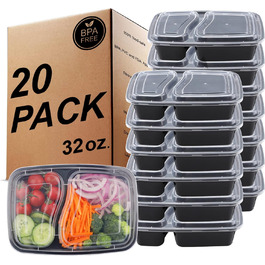 Набір контейнерів для їжі на 20 штук, 950 мл, з герметичним кришкою, BPA Free, для мікрохвильової печі та посудомийної машини