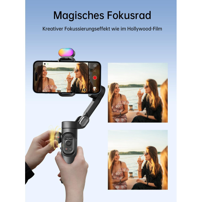 Стабілізатор для смартфона AOCHUAN 3-осьовий, складний, з фокусним колесом, для iPhone та Android, для TikTok, YouTube, Vlog
