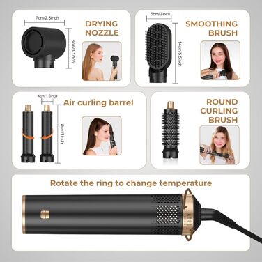 Набір для укладки волосся Souvik: щітка-фен, плойка, об'єм, сушка. Чорний