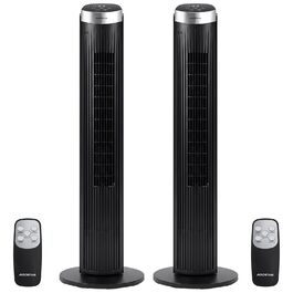 Вентилятор Tower Aigostar Harbor з пультом, 4 режими, 12 год таймер, 65° осциляція, 45W, чорний (2 шт)
