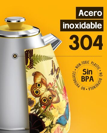 Hazel Quinn Kettle Retro Vintage Design Stainless Steel, BPA-Free, Automatic Shut-Off, Water Temperature Indicator, Strix Controller, Boil-Dry Protection, 2200 W, Floral Print