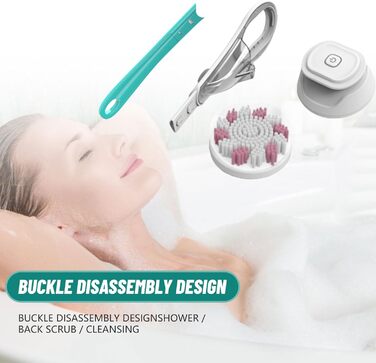 Електрична щітка для спини 6-в-1: для тіла, душу, педикюру. 6 насадок, довга ручка, масаж, пілінг (блакитна)