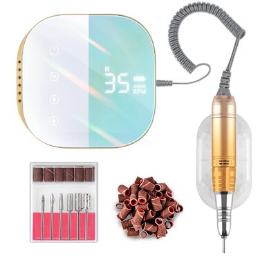 Електричний апарат для манікюру та педикюру Madenia TouchPro – 35000 об/хв, з LED-дисплеєм, 6 насадок, для гелевого манікюру