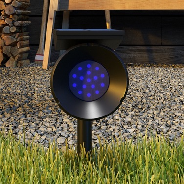 Outsunny Solar Lights Garden Lights with 2 Light Colors, IP54 Waterproof for Ground and Wall Mounting, Ideal for Balcony and Patio, Black