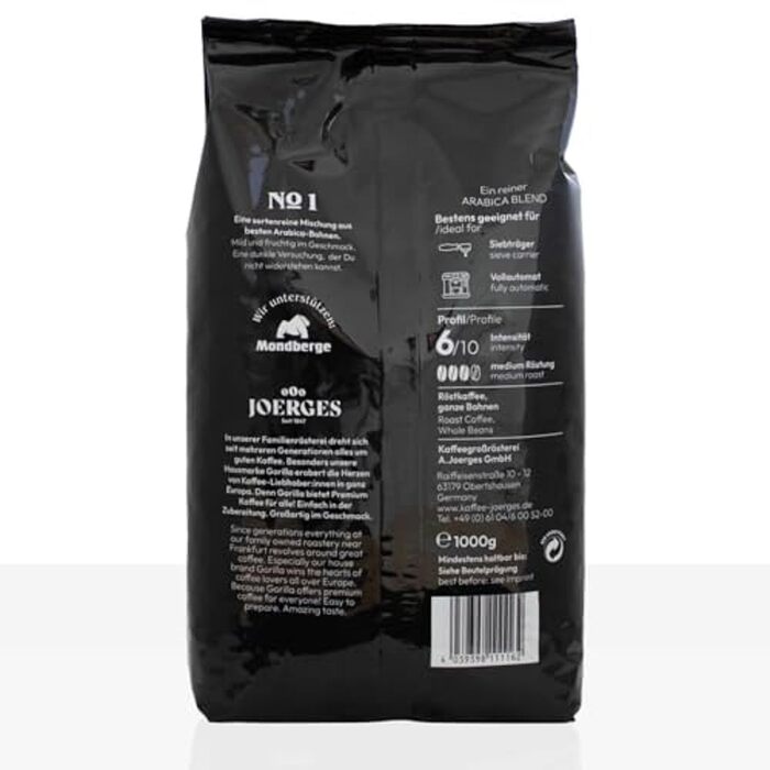 Кава в зернах Espresso Gorilla Crema No.1, темне обсмаження (dark roast), 1 кг (набір 2 шт)