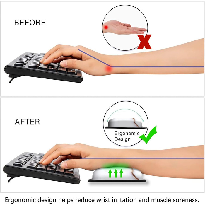 Підкладка під мишу та клавіатуру ergonomic ARTSO з підтримкою зап'ястя, Memory Foam, рожево-фіолетовий мармур