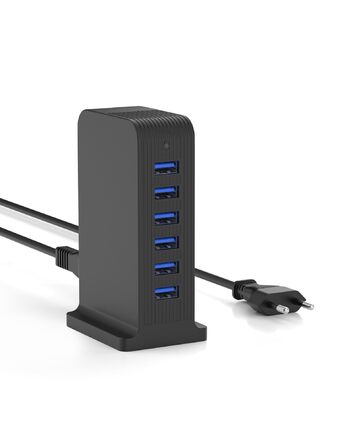Зарядний пристрій USB мережевий 6 портів 25W для iPhone, Samsung, LG, Huawei та інших пристроїв (Чорний)