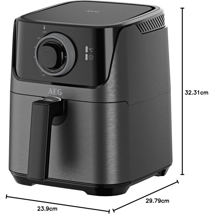 AEG AF5-1-4GB Hot Air Fryer/Frying/Grilling/Roasting/Baking/with little to no oil / 2.5 l capacity/dishwasher-safe / 80-200 °C/programmable/black Black 2.5l capacity Series 6000