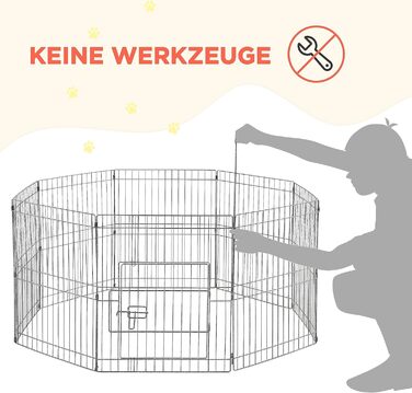 Yaheetech 8-Panel Folding Dog Playpen - 61cm High, Indoor/Outdoor Pet Pen with Door, Flexible & Portable, Easy Assembly - Suitable for Dogs, Cats, Puppies, Rabbits