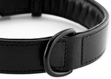 Нашийник для собак Brute Strength з натуральної шкіри, чорний, чорні шви, розмір L (46-53 см)