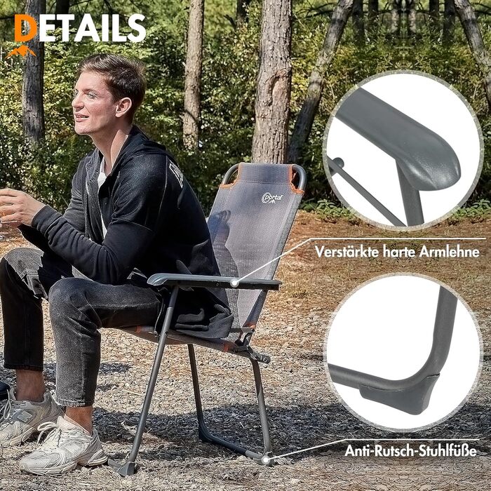 Крісло для кемпінгу Portal: розкладне, легке, на 150 кг, для риболовлі, пляжу, відпочинку на природі (2 шт.)