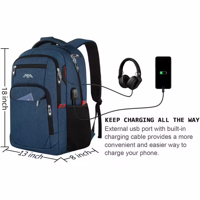YAMTION Backpack Men's School Backpack for 15.6 Inch Laptop Backpack Work Waterproof Business Daypacks Boys Teenage 35L (Blue230, 15.6 Inch)