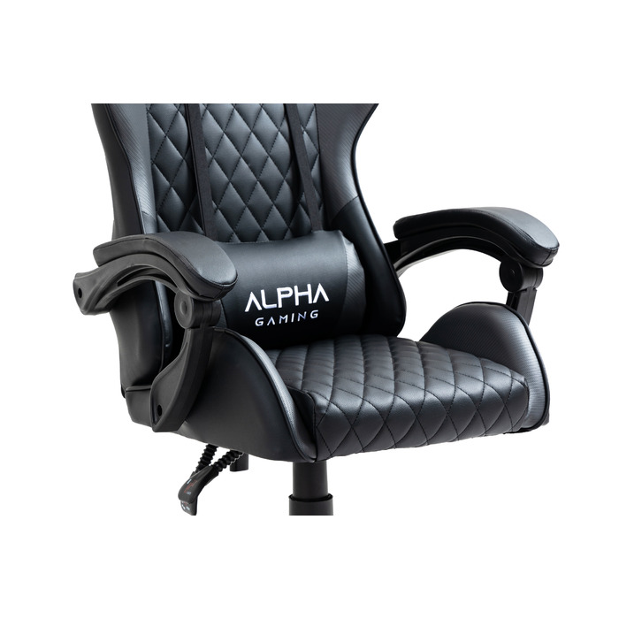 Ігрове крісло Alpha Gaming Carbon, штучна шкіра, чорно-сіре