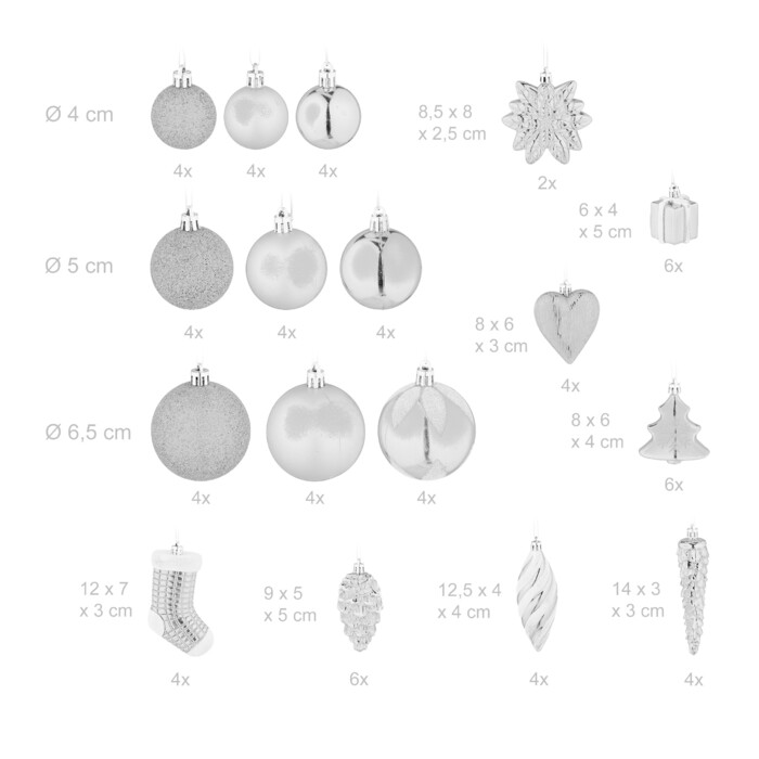 Relaxdays Set of 72 Christmas Baubles
