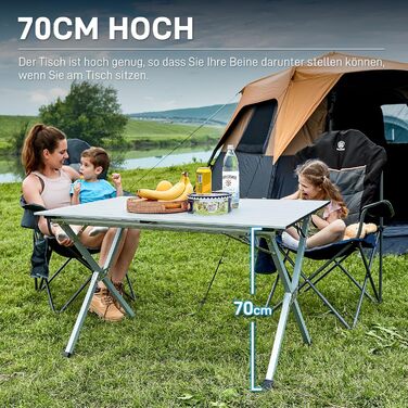 Розкладний туристичний стіл EVER ADVANCED 120x70 см з алюмінію для кемпінгу, пікніка, саду, балкону, срібний