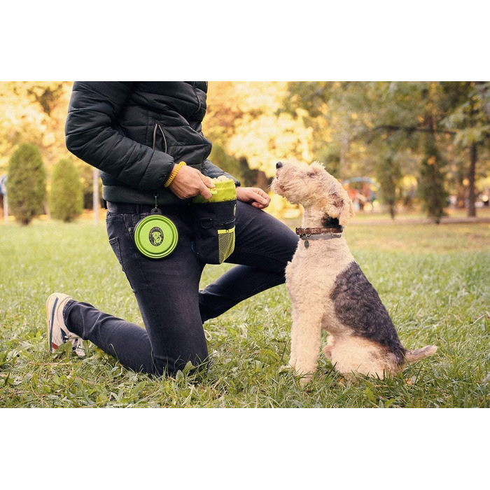 Сумка для ласощів для собак LeckerliTasche: тренувальна сумка з клікером та складним мискою, чорна