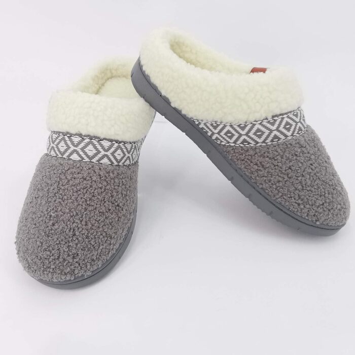 Жіночі домашні тапочки ofoot Fuzzy House: теплі, зручні шкарпетки з м'яким флісом та підошвою з гуми (42/43 EU, сірі)
