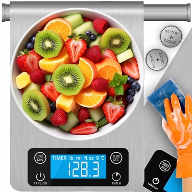 Електронні кухонні ваги 1г - 5кг з сенсорними кнопками, таймером та термометром