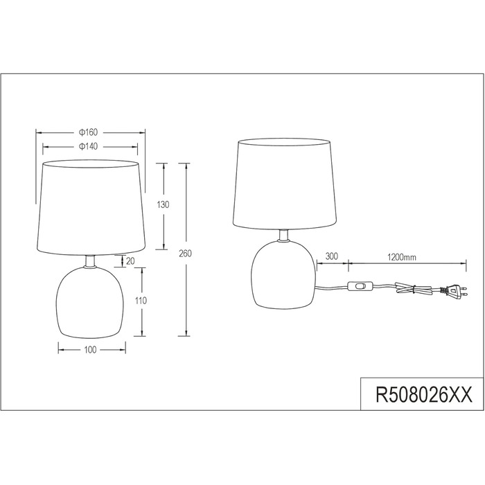 Стійлова лампа Reality Leuchten Malu R50802667 з керамічним цоколем чорного кольору та чорним тканинним абажуром, 1xE14